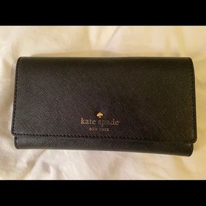 KATE SPADE NEW YORK SAFFIANO LEATHER WALLET BLACK